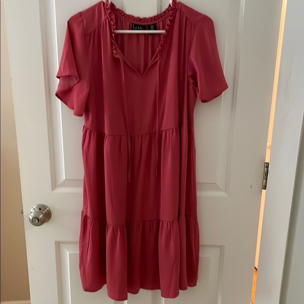 Pinkish Red Tiered Ruffle Sundress